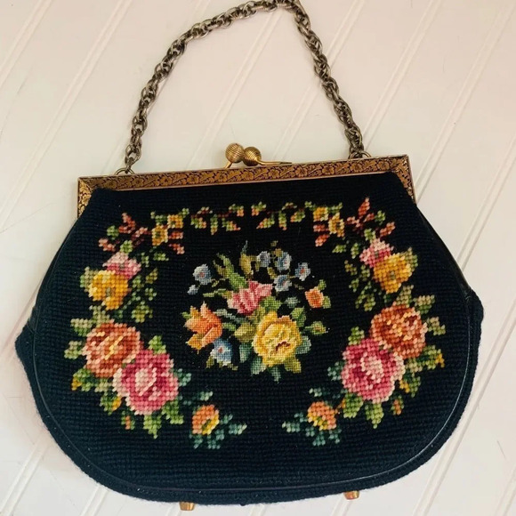 Vintage needle point tapestry purse - Picture 1 of 7